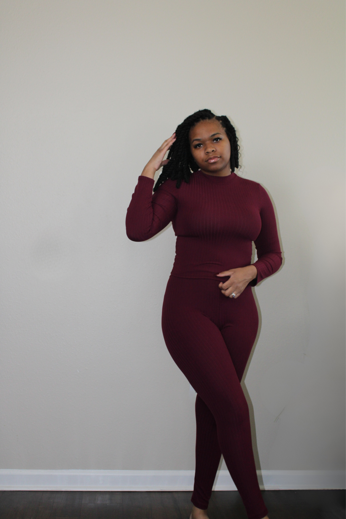 Ribbed Legging Set | Burgundy
