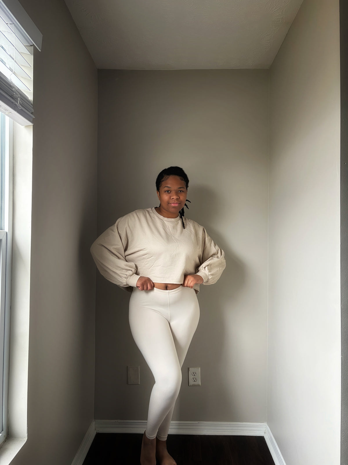 Afterglow Cropped Sweatshirt Legging Set | Sand Beige
