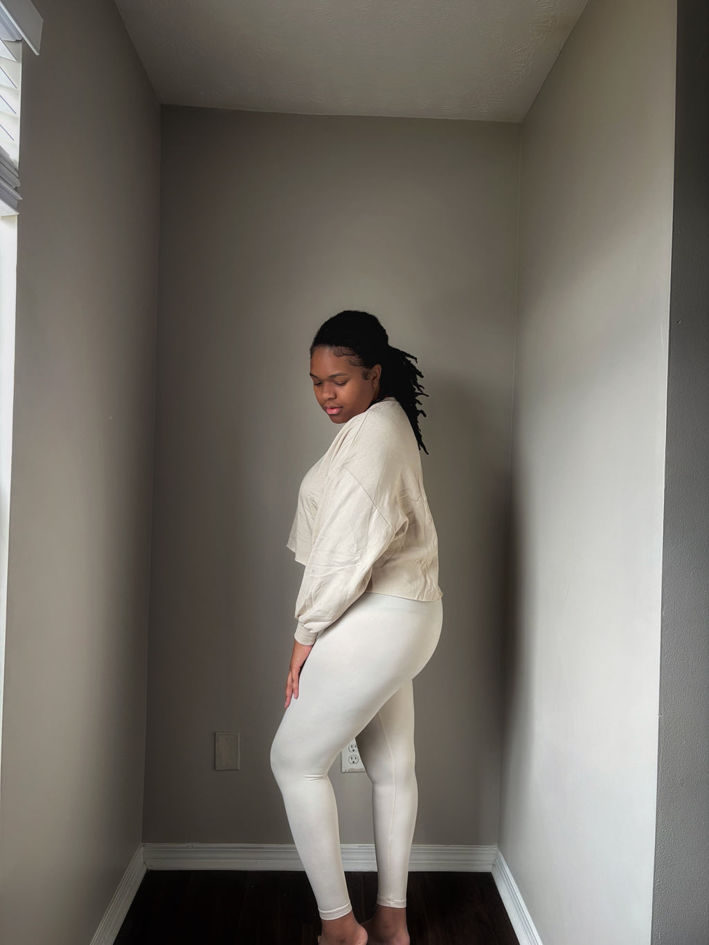 Afterglow Cropped Sweatshirt Legging Set | Sand Beige