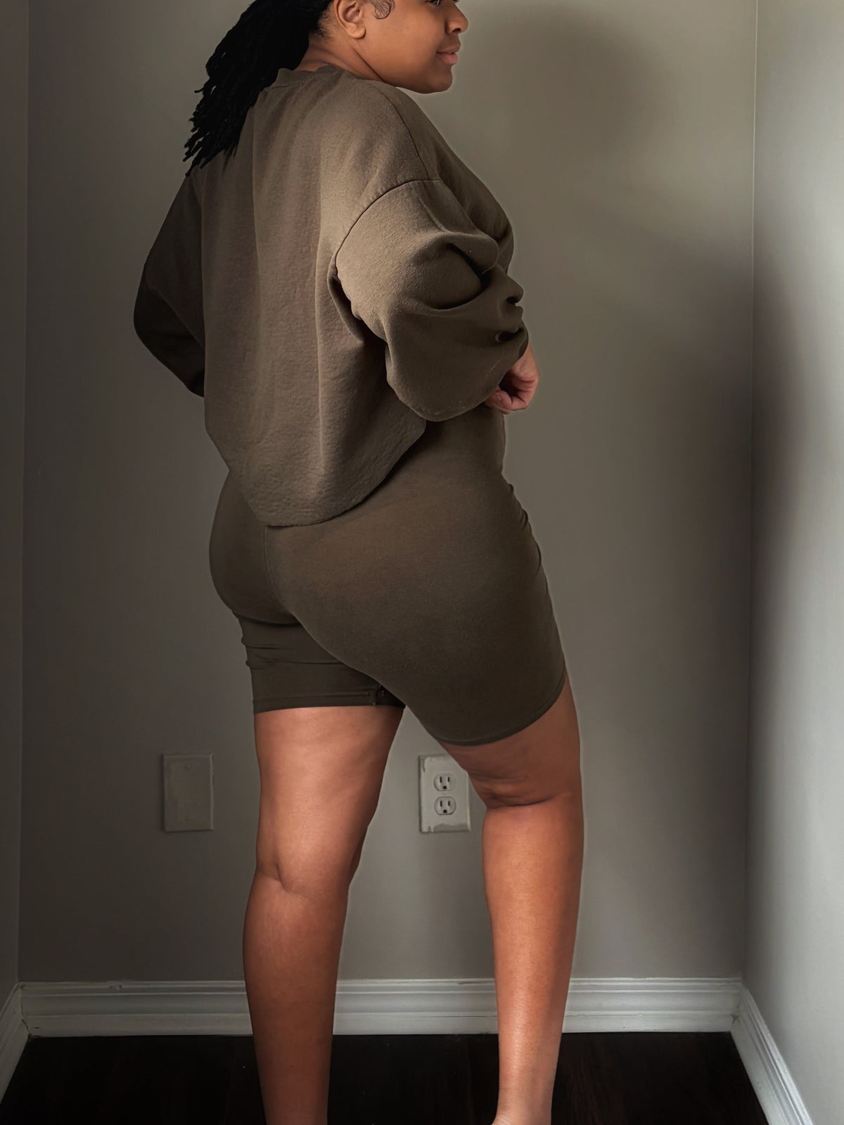 olive green biker set 